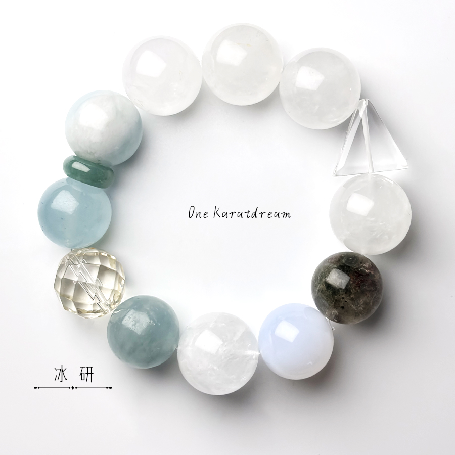 海蓝宝 白水晶手串