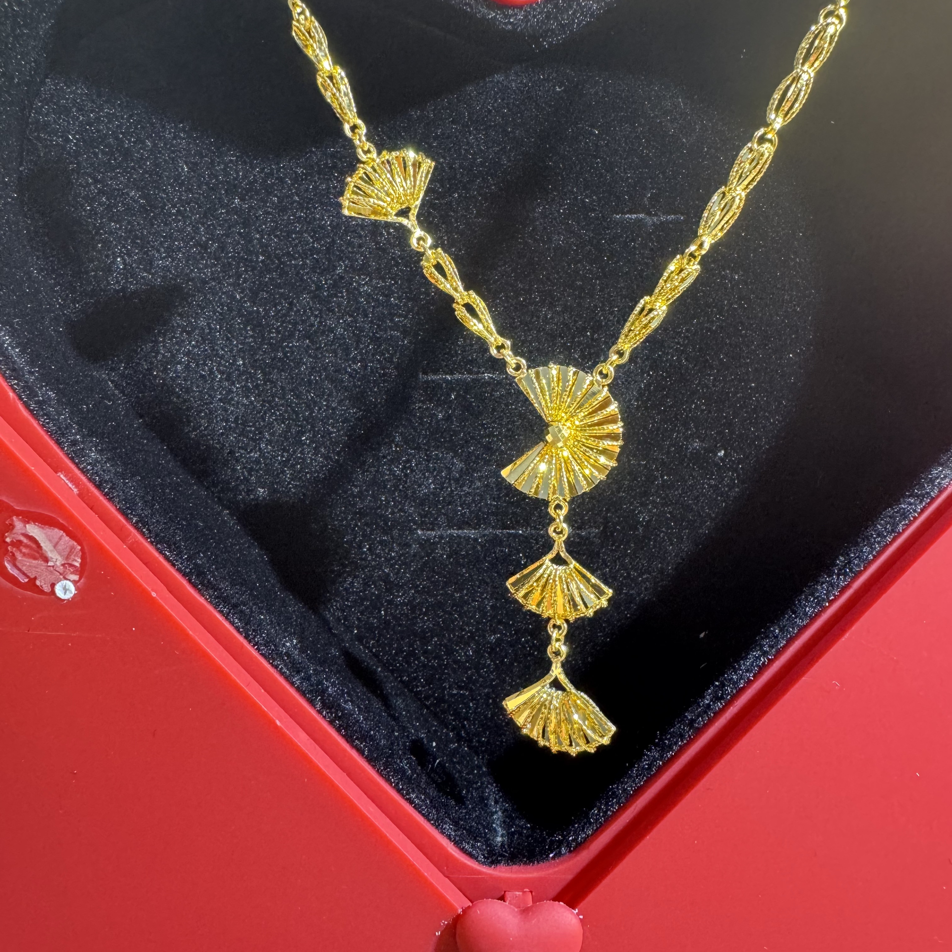 5G黄金足金999艺术感扇形套链轻奢时尚款 23036