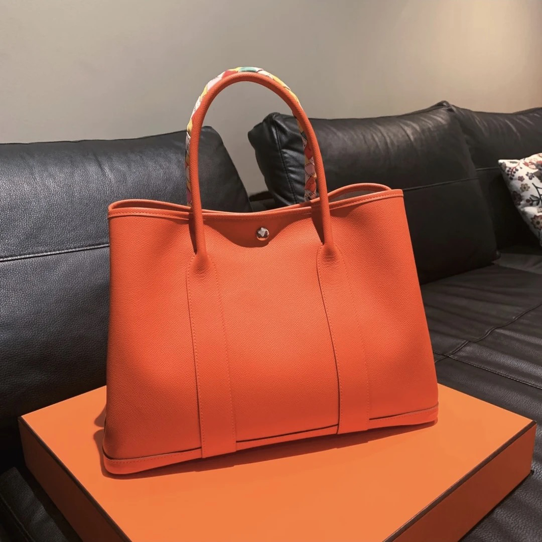 99新 Hermes/爱马仕 爱马仕橙色36花园包 25080104-01