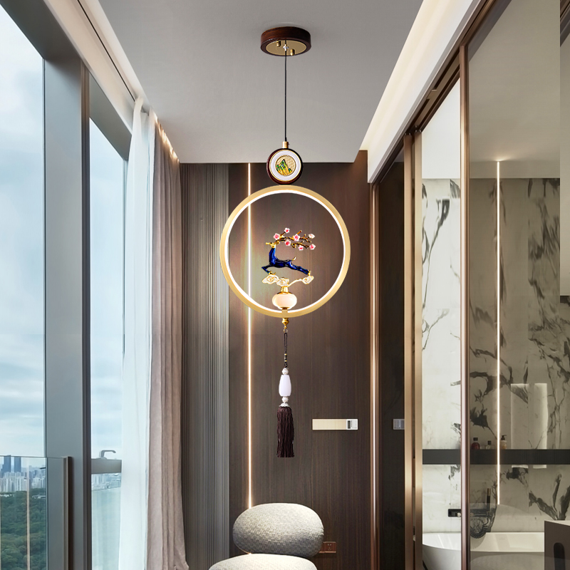 新中式旋转楼梯灯家用客厅餐厅灯床头小吊灯个性别墅简约创意