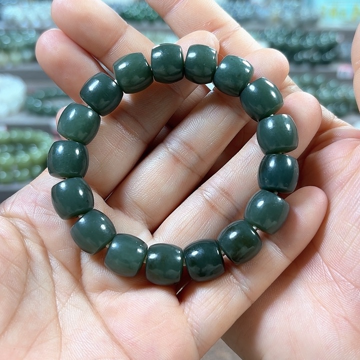 和田玉手链未镶嵌新疆且末蓝直切卡12