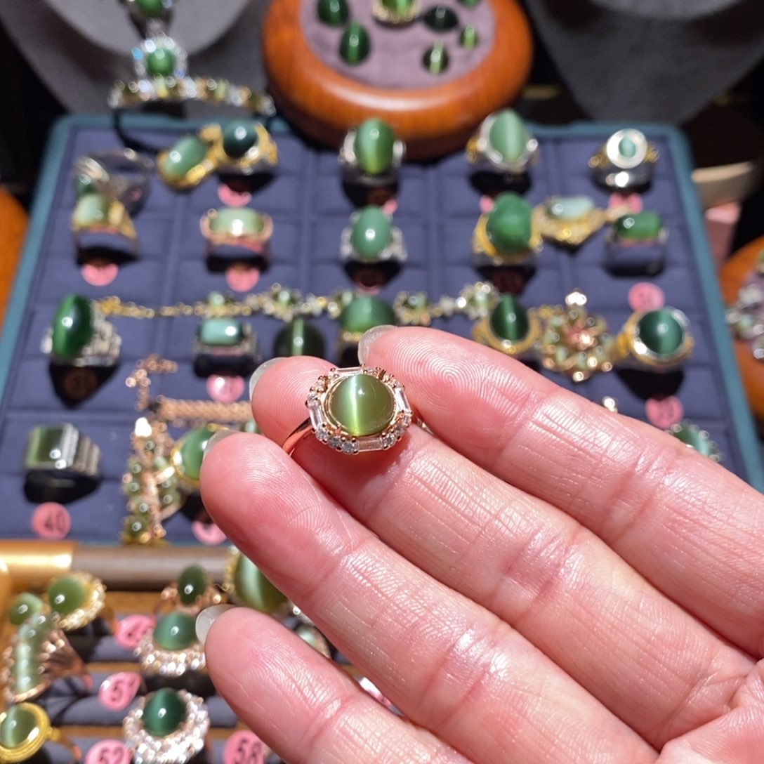 和田玉戒指银S925镶嵌三*