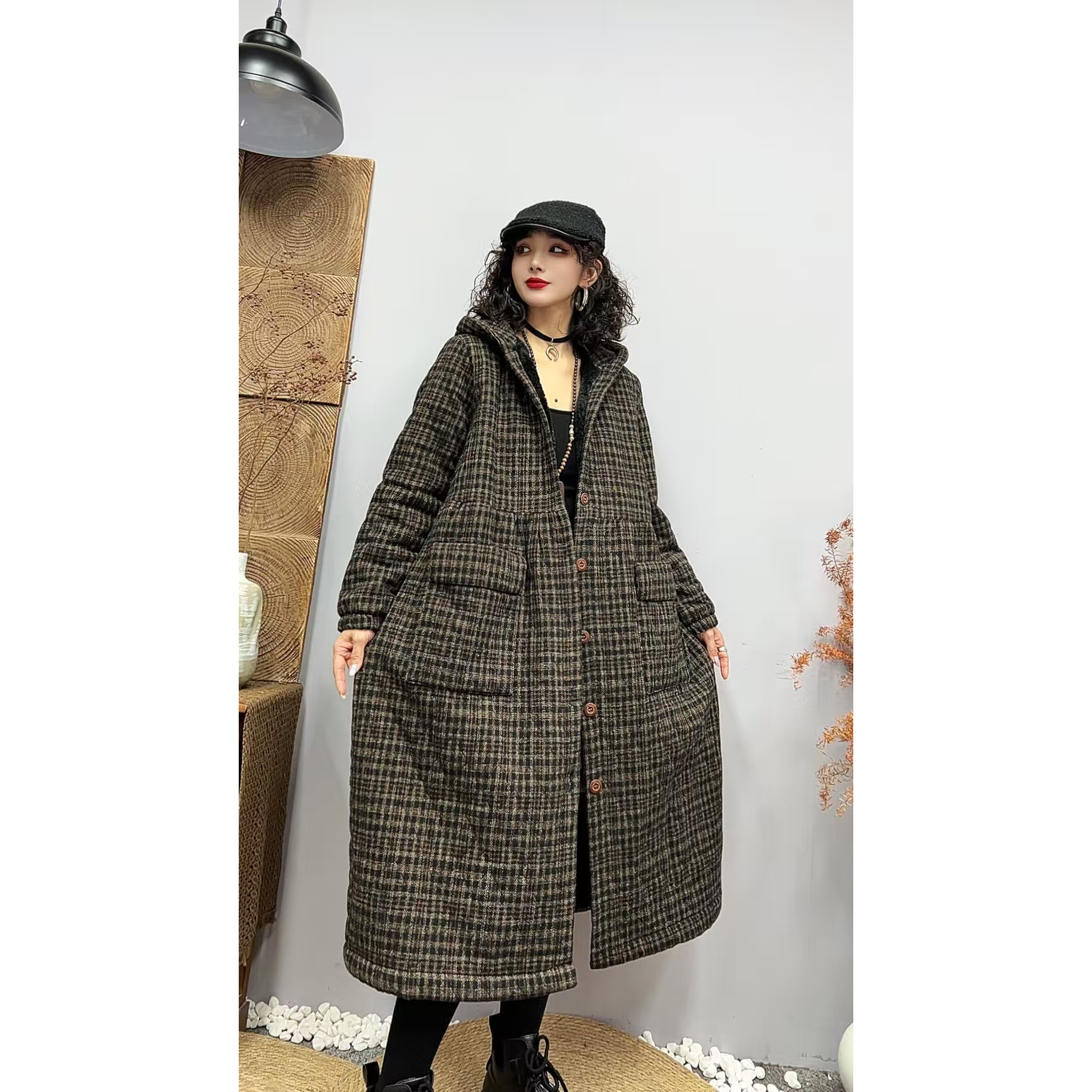 8862秋冬新款时尚气质显瘦遮肉洋气休闲女加厚宽松复古女棉袄外套