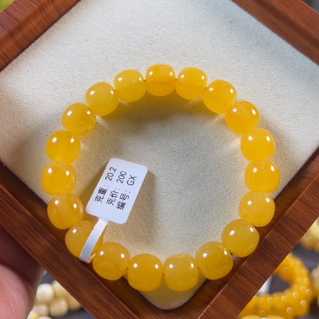 裸石蜜蜡未镶嵌12mm焦皮同料手串20.2GX