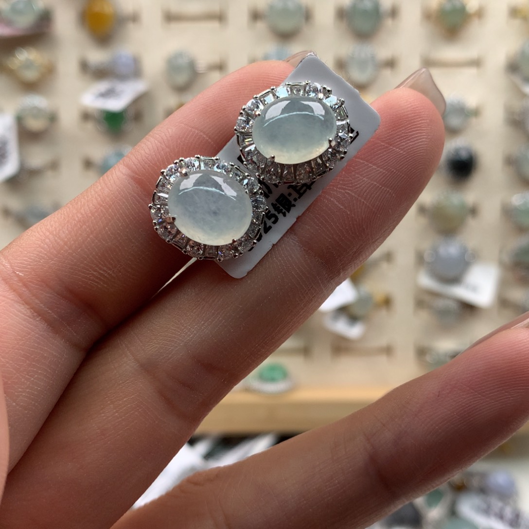 翡翠未镶嵌吊坠(不含链)耳钉