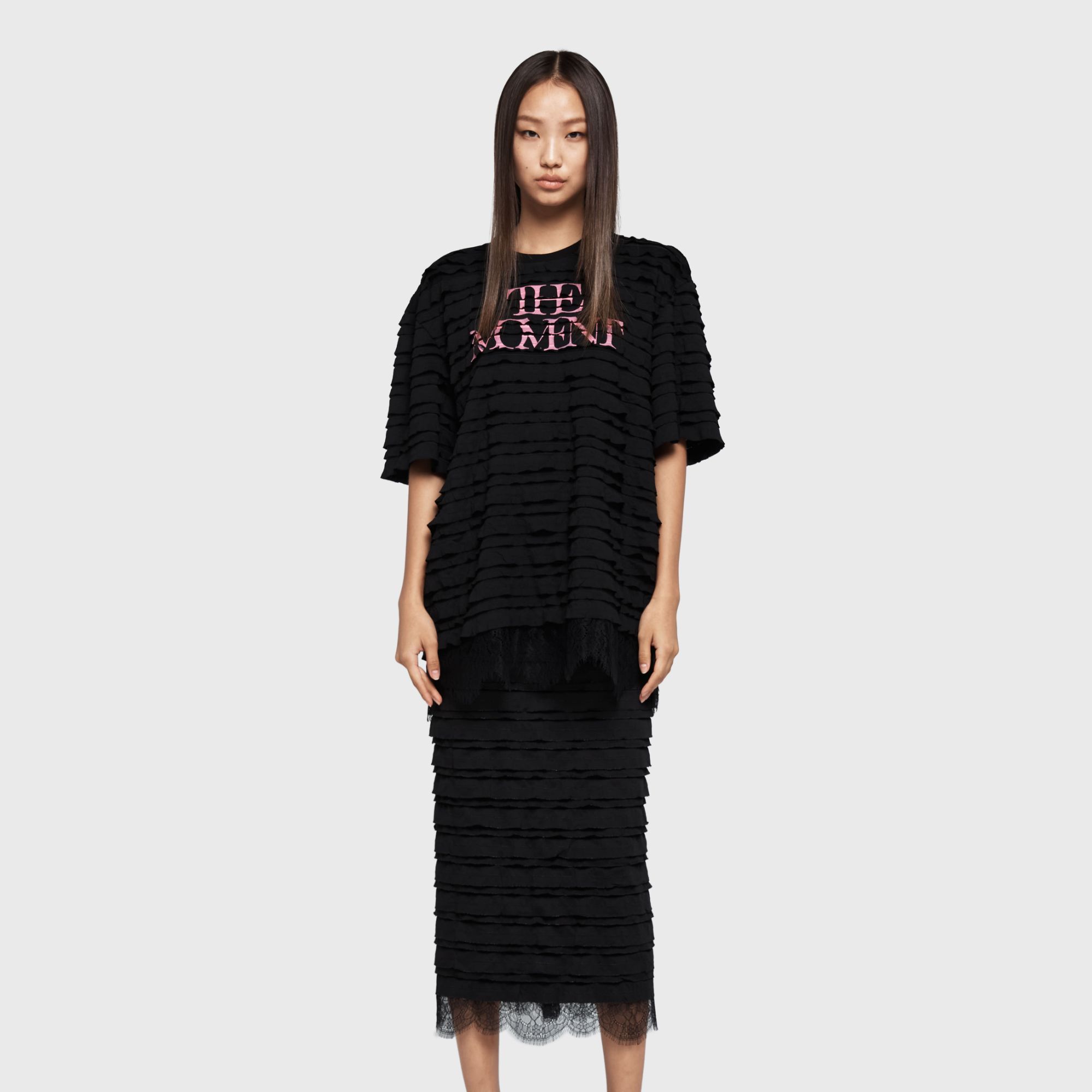 YCH 韩国设计师品牌 25春 褶边超大印花上衣