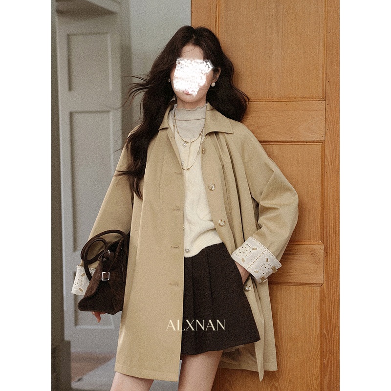 现货【品牌撤柜款ZB】中长款风衣女新款洋气英伦风外套L57531