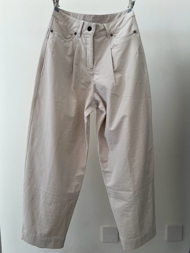 LU同款春夏新款蛋白色休闲高腰宽松萝卜裤九分裤百搭时尚弹力