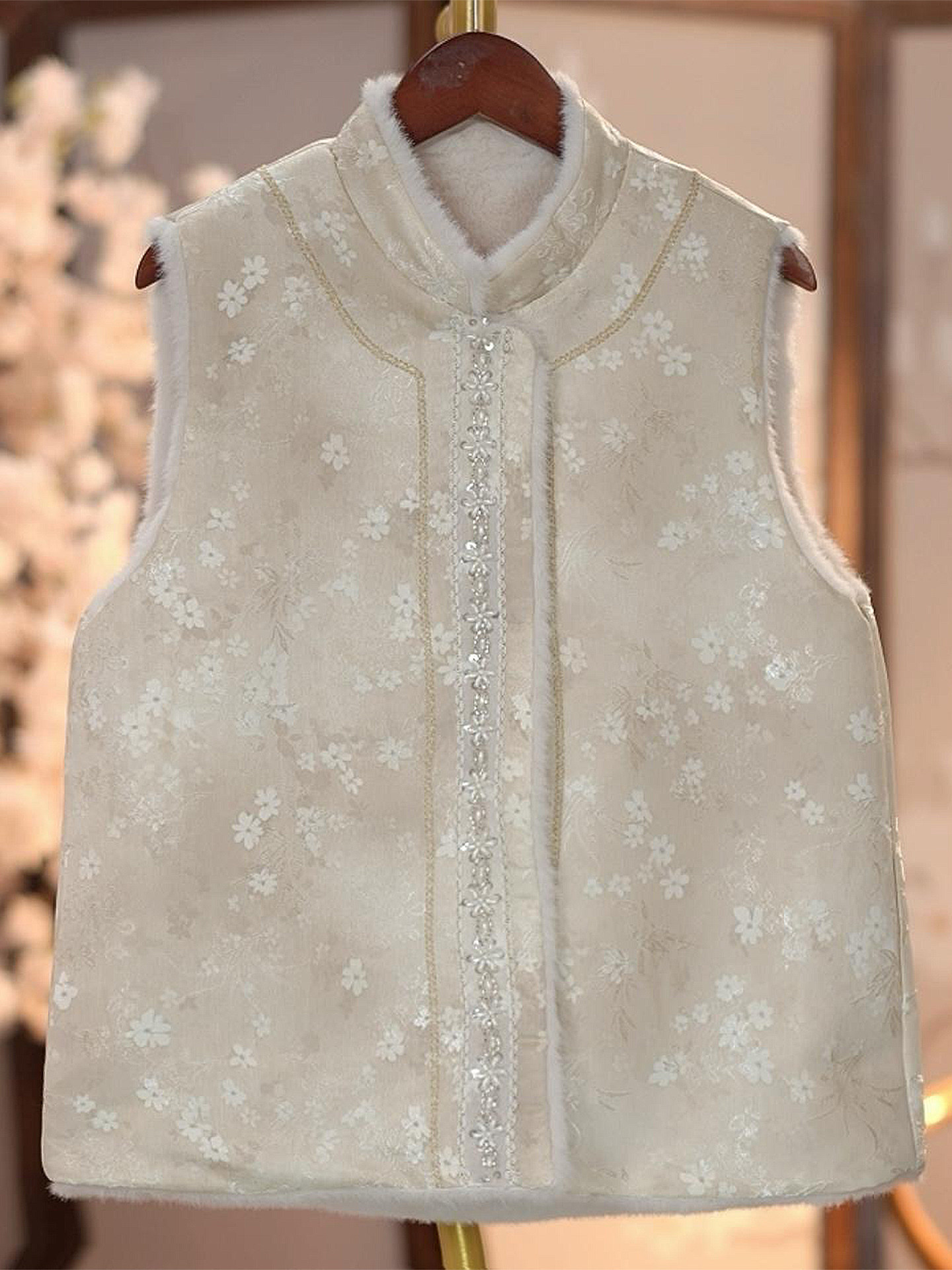 新中式国风提花女士百搭气质马甲U冬季时尚减龄气质轻奢休闲上衣