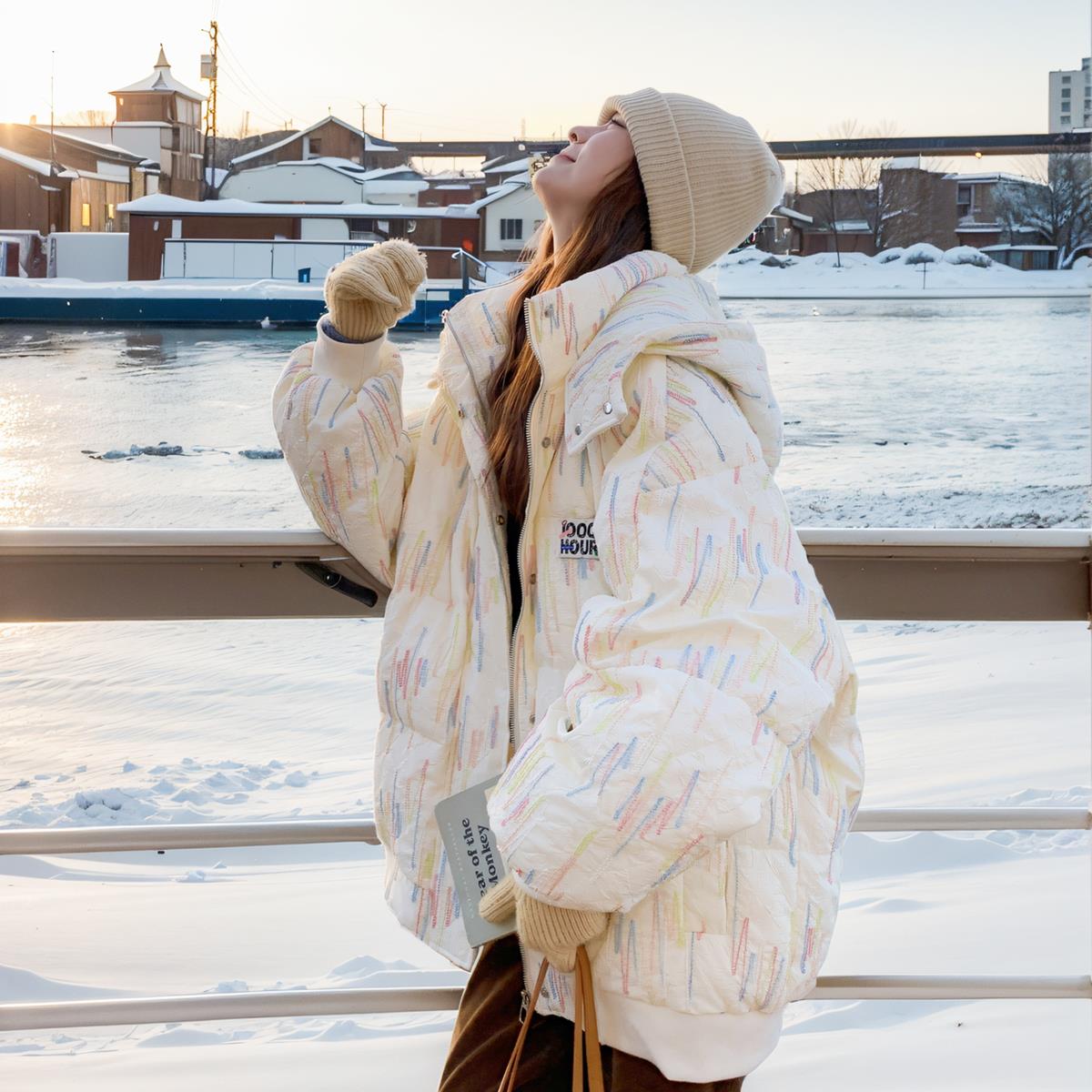 连帽羽绒外套女冬季新款小个子短款面包服宽松加厚潮流白鸭绒外套