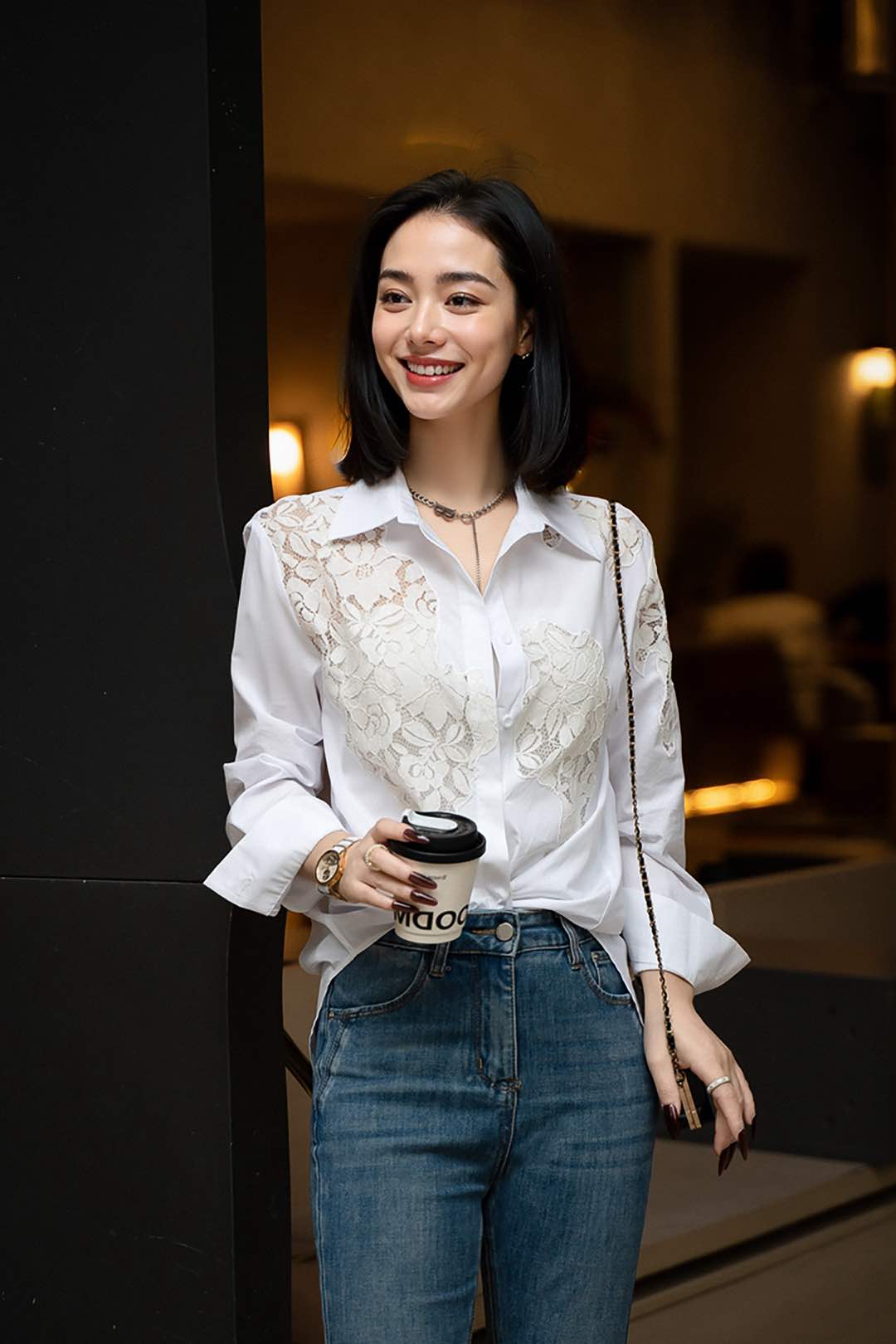 FreeHer 夏季出游法式御姐风蕾丝防晒衬衫显瘦减龄薄款衬衣 CS05