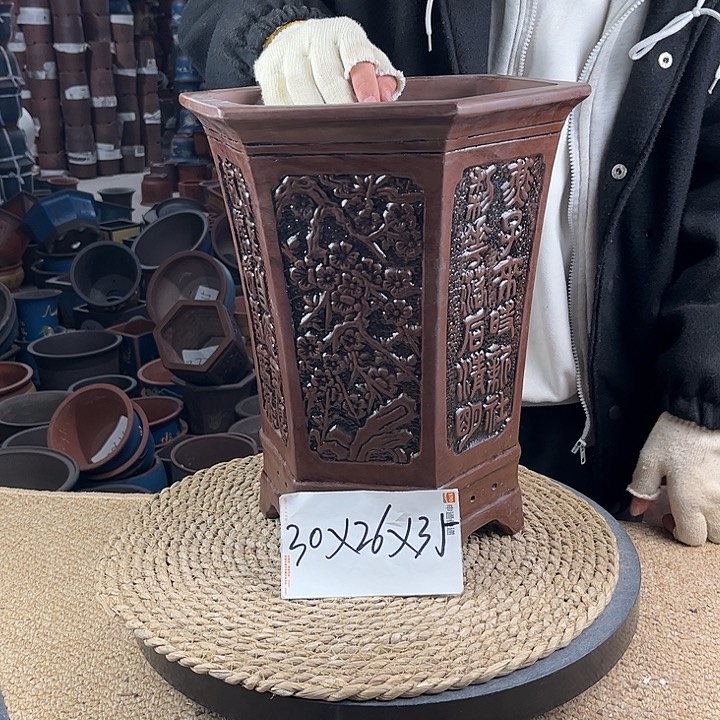 红陶紫砂花盆紫砂