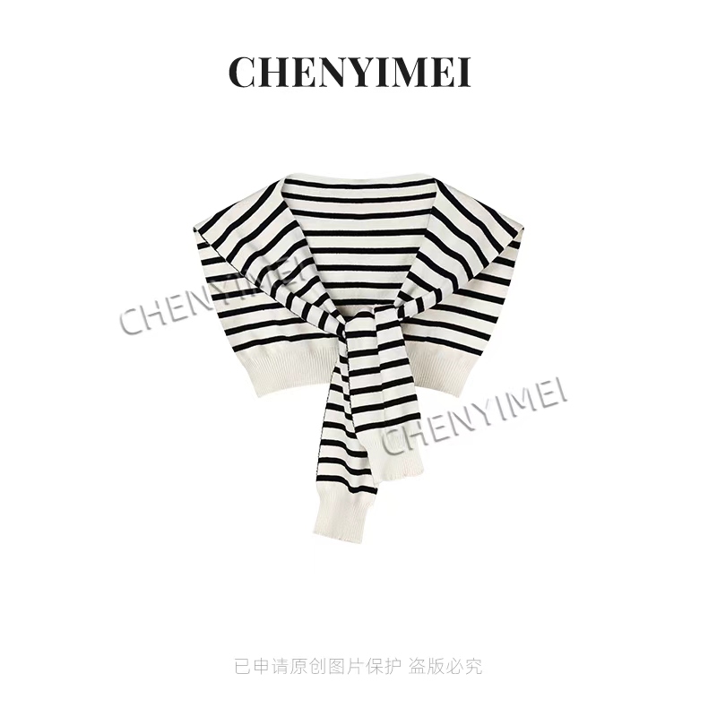 CYM1990假领子披肩女春秋冬百搭女高档配衣服的配饰针织条纹搭肩
