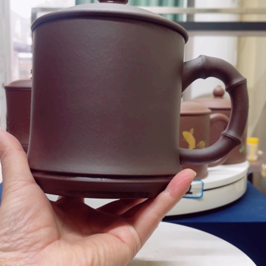 紫砂茶杯老紫泥竹节杯