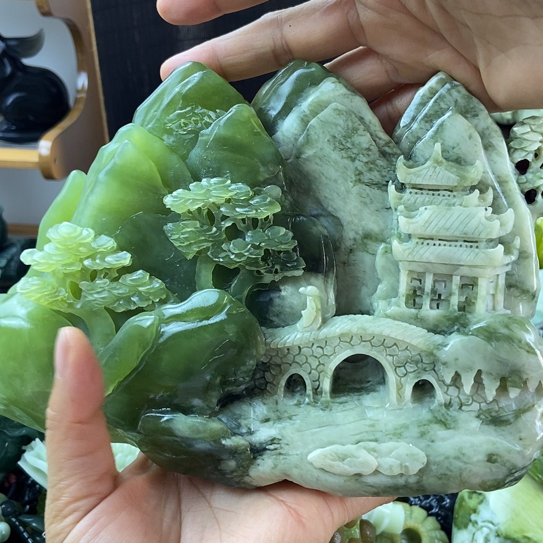 ****K蛇纹石玉合金手把