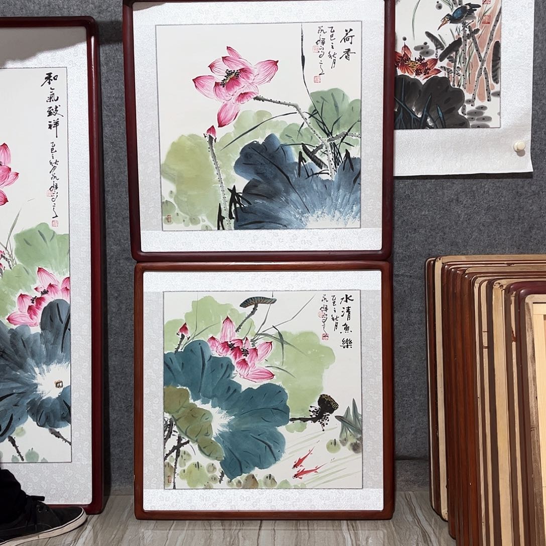 国画书画作品带框63×63