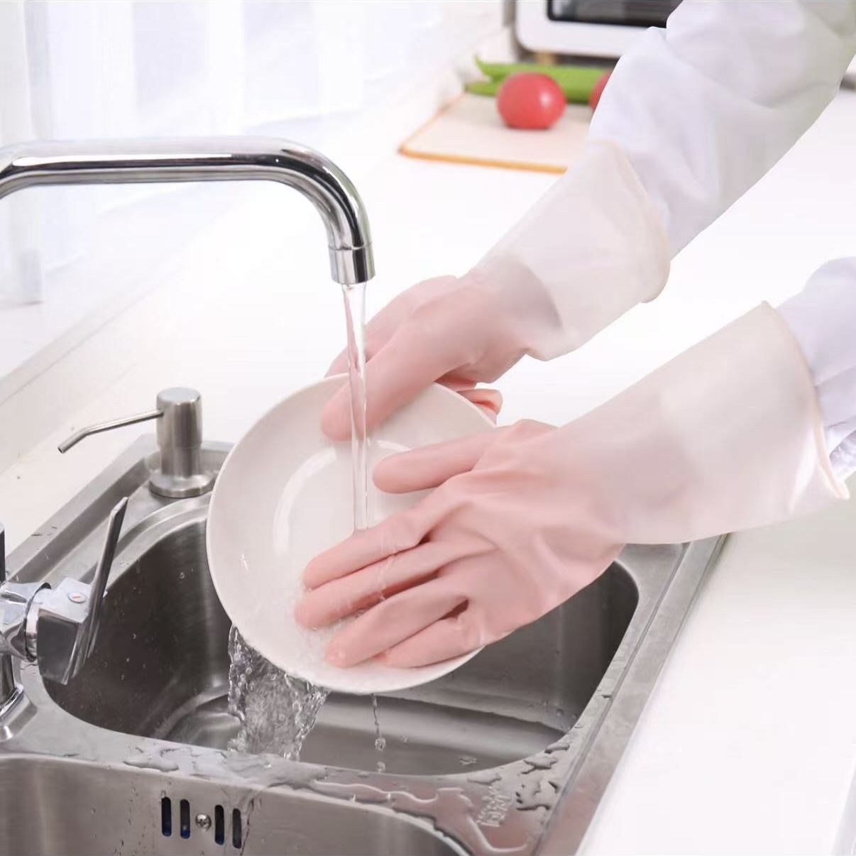 常规夏季通用防滑塑胶水洗长款防水家务手套