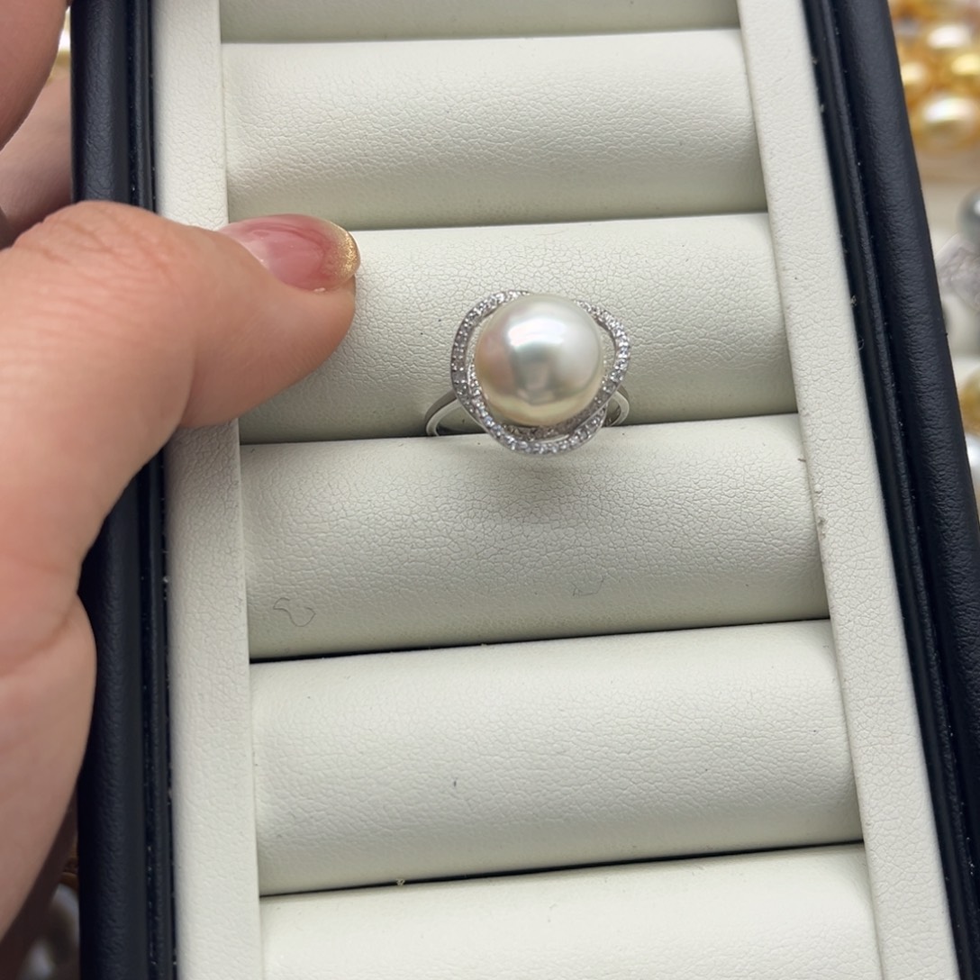 戒指海水珍珠银S925镶嵌
