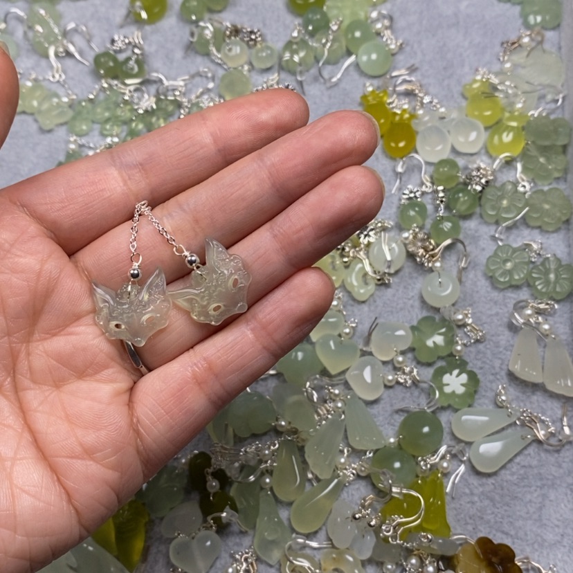 【闪购商品】蛇纹石玉未镶嵌挂件耳饰耳环项链