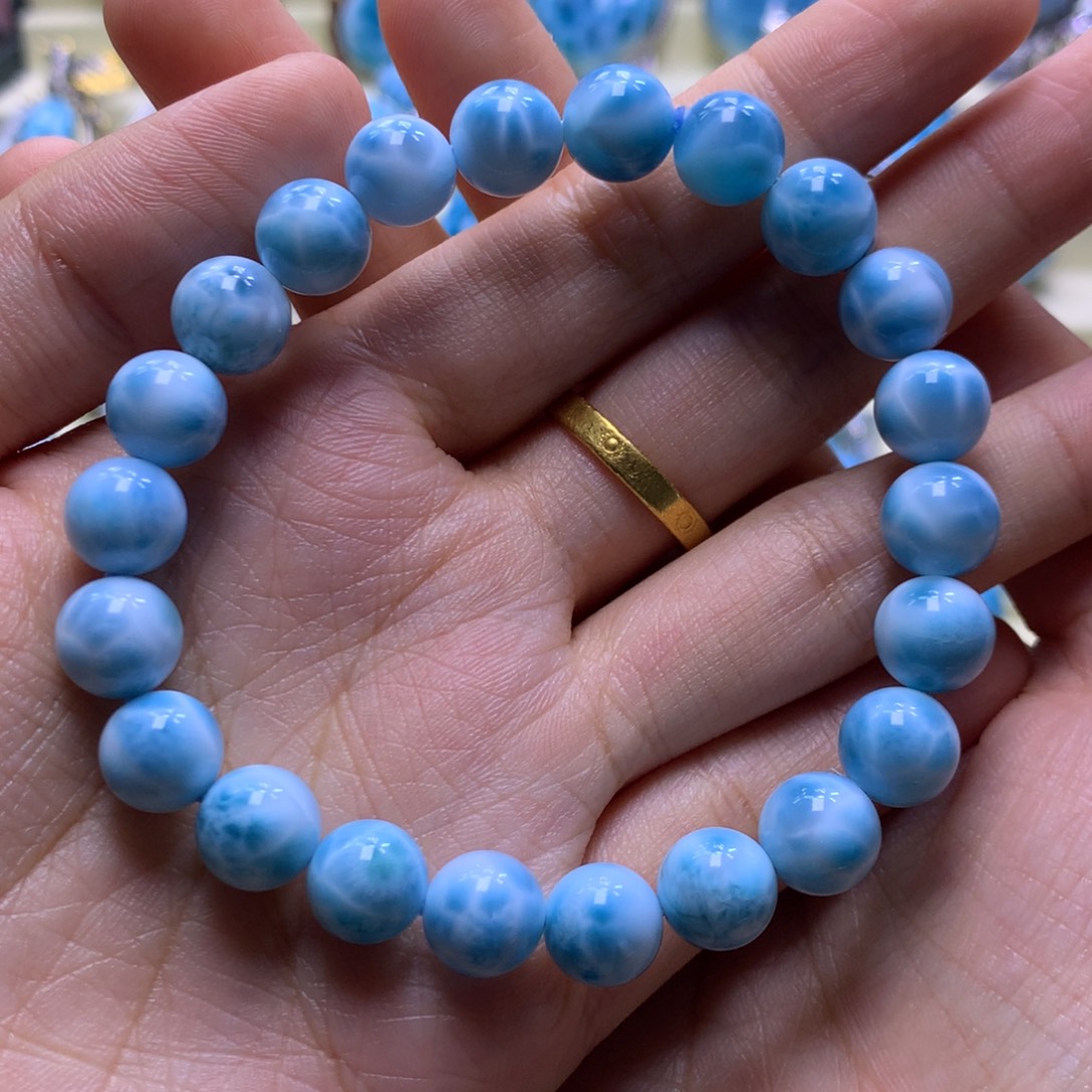 针钠钙石（海纹石）未镶嵌手串9+手串色差略异