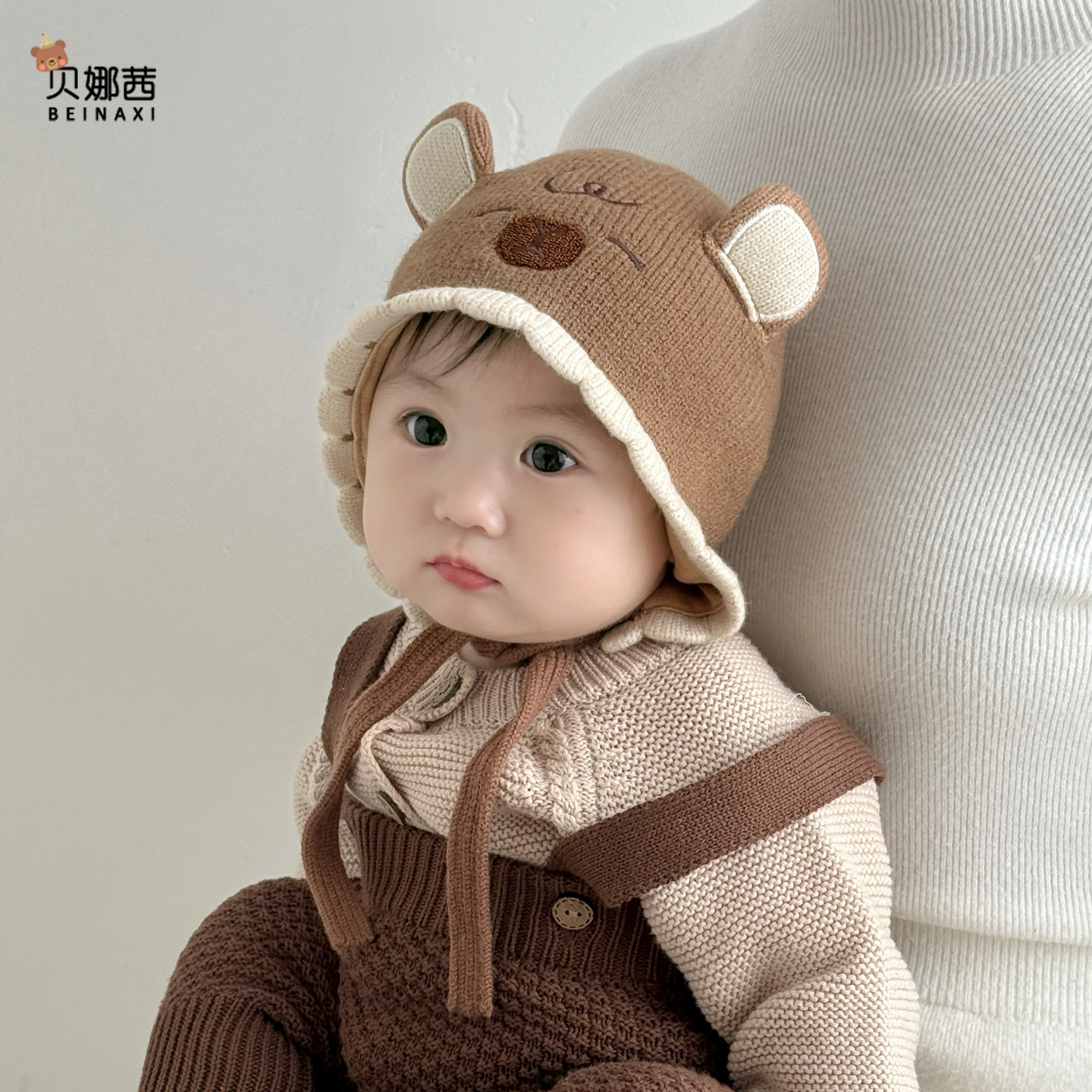 Beinaqian/贝娜茜婴儿帽子秋冬季宝宝可爱针织帽婴幼儿冬季护耳帽