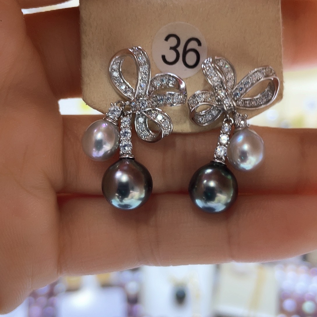 海水珍珠耳饰银S925镶嵌