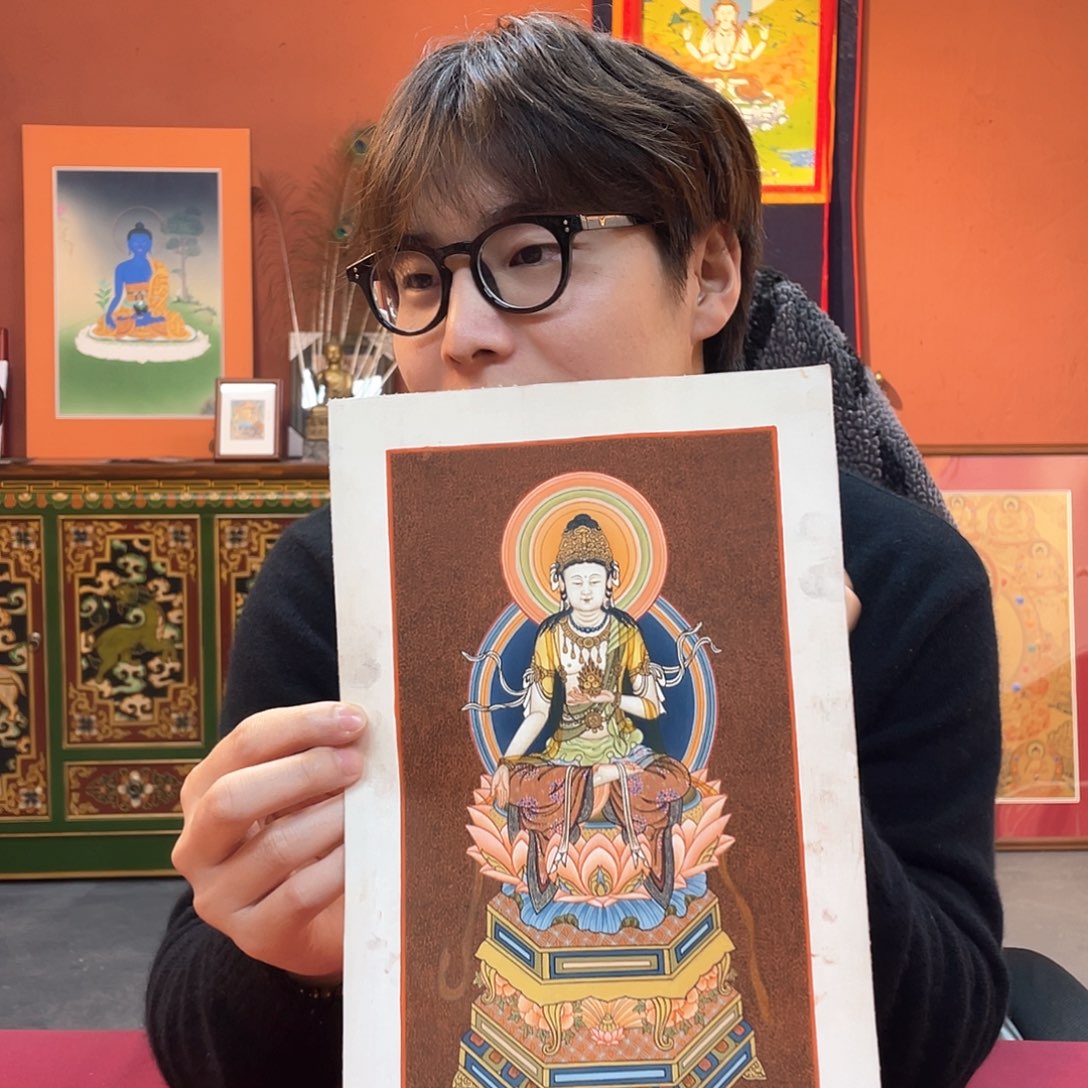 装裱画16×29地藏纯手绘