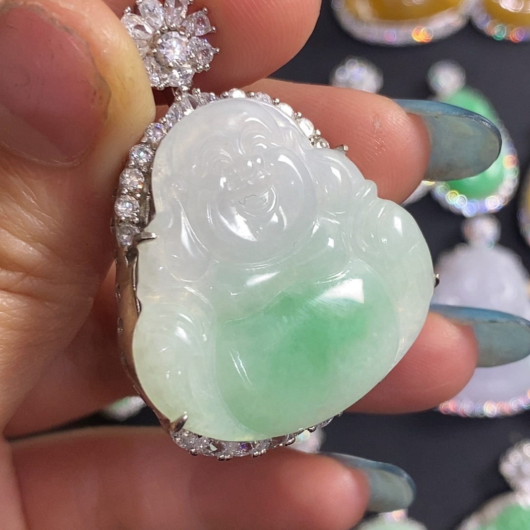 翡翠银S925镶嵌颈饰天然翡翠