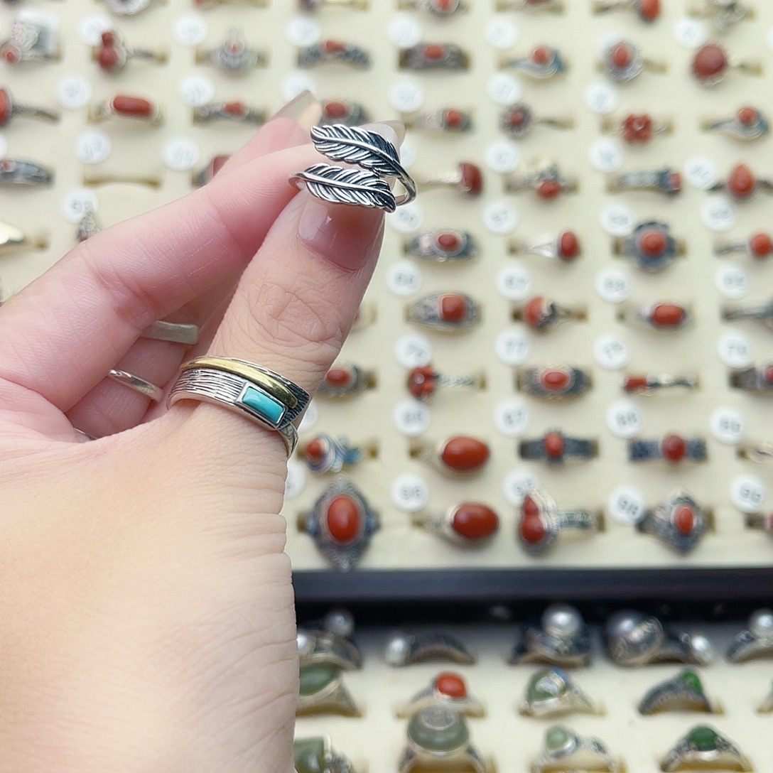 琥珀银S925镶嵌戒指