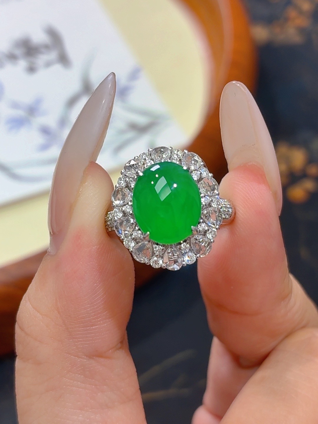  【霖家｜戒指】天然A货缅甸翡翠18k金镶嵌