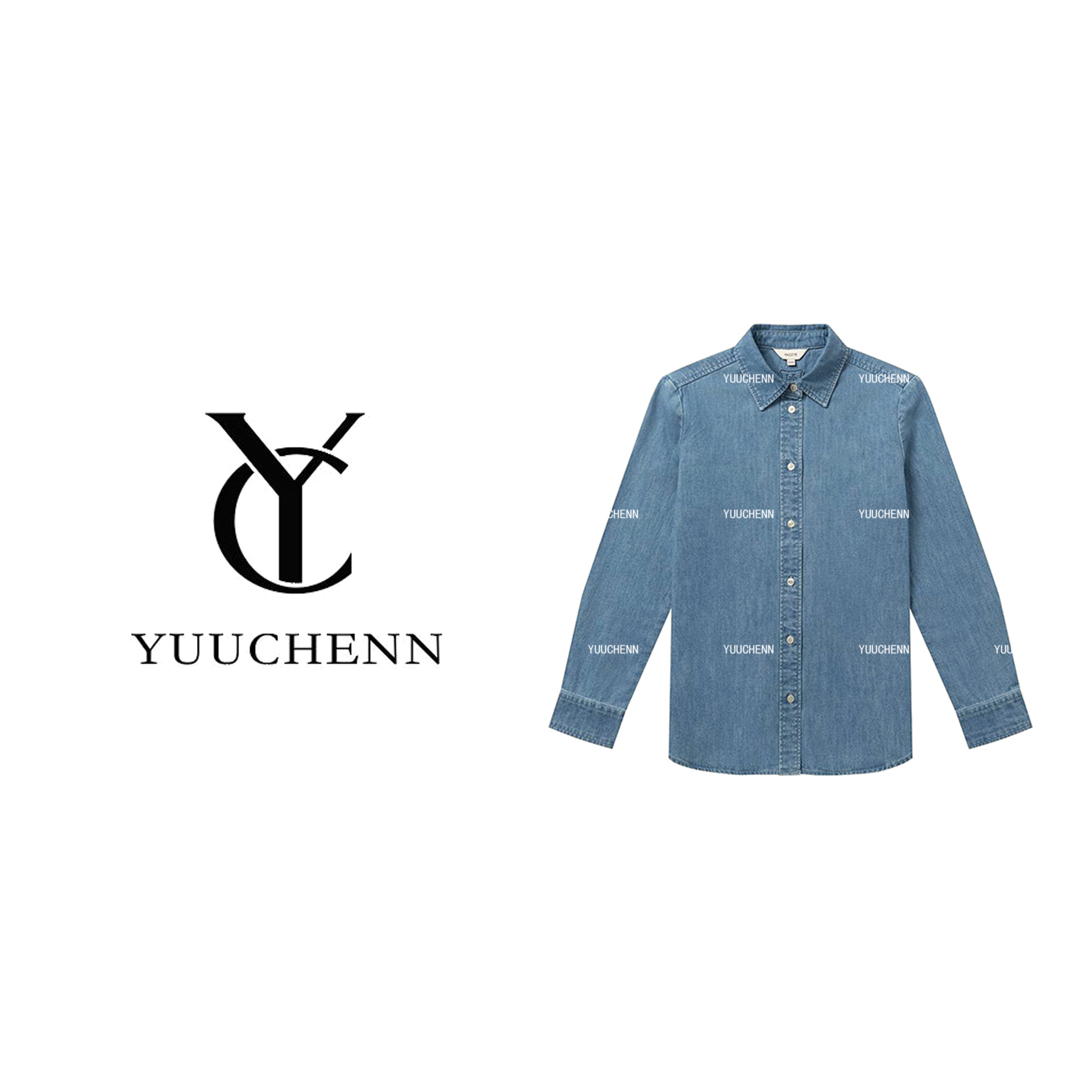 YUUCHENN纯棉时尚衬衫女士水洗长袖衬衫翻领长袖CD1A0328