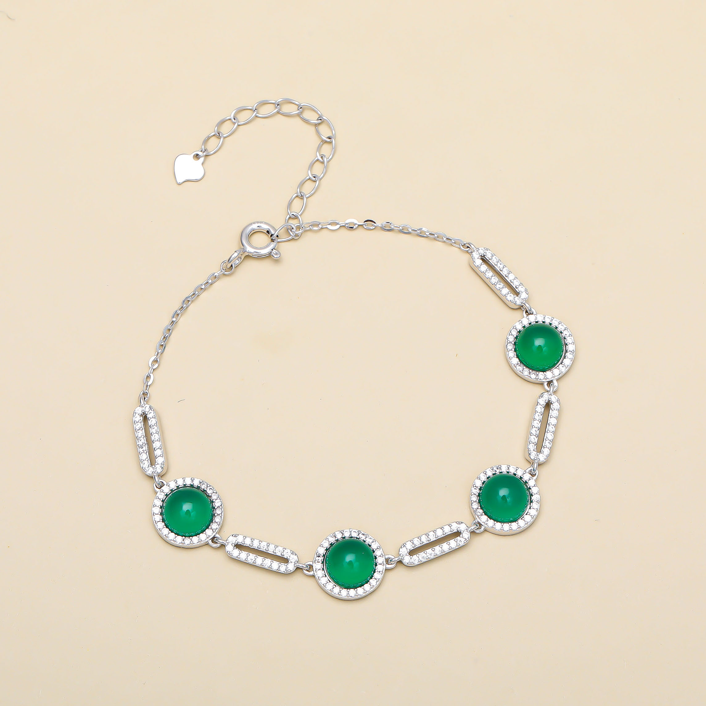 925银合成锆石手链 ——木木（M117）全银气质手链18CM  YSM-3823M