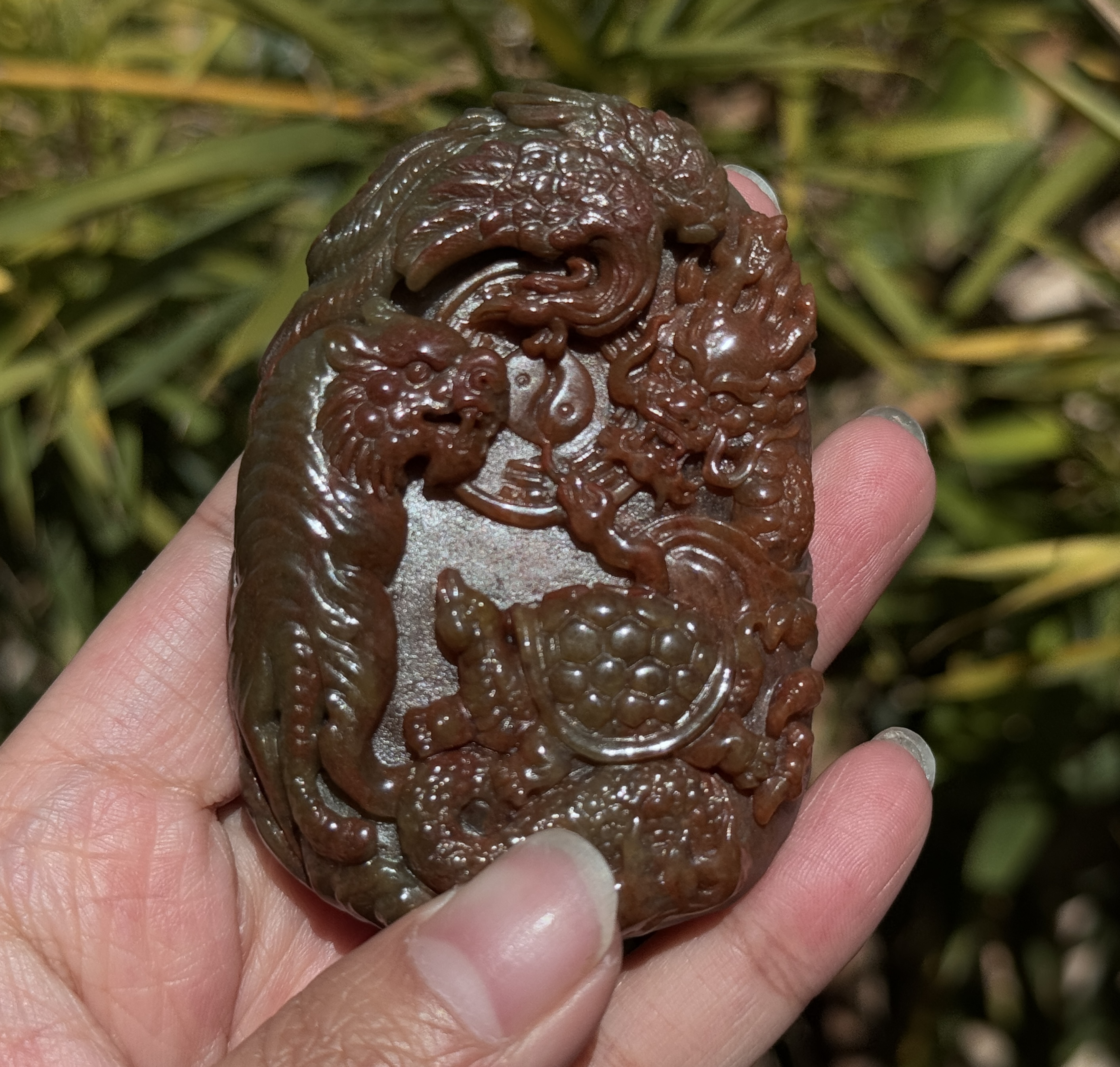 缅甸天然翡翠四神兽挂件