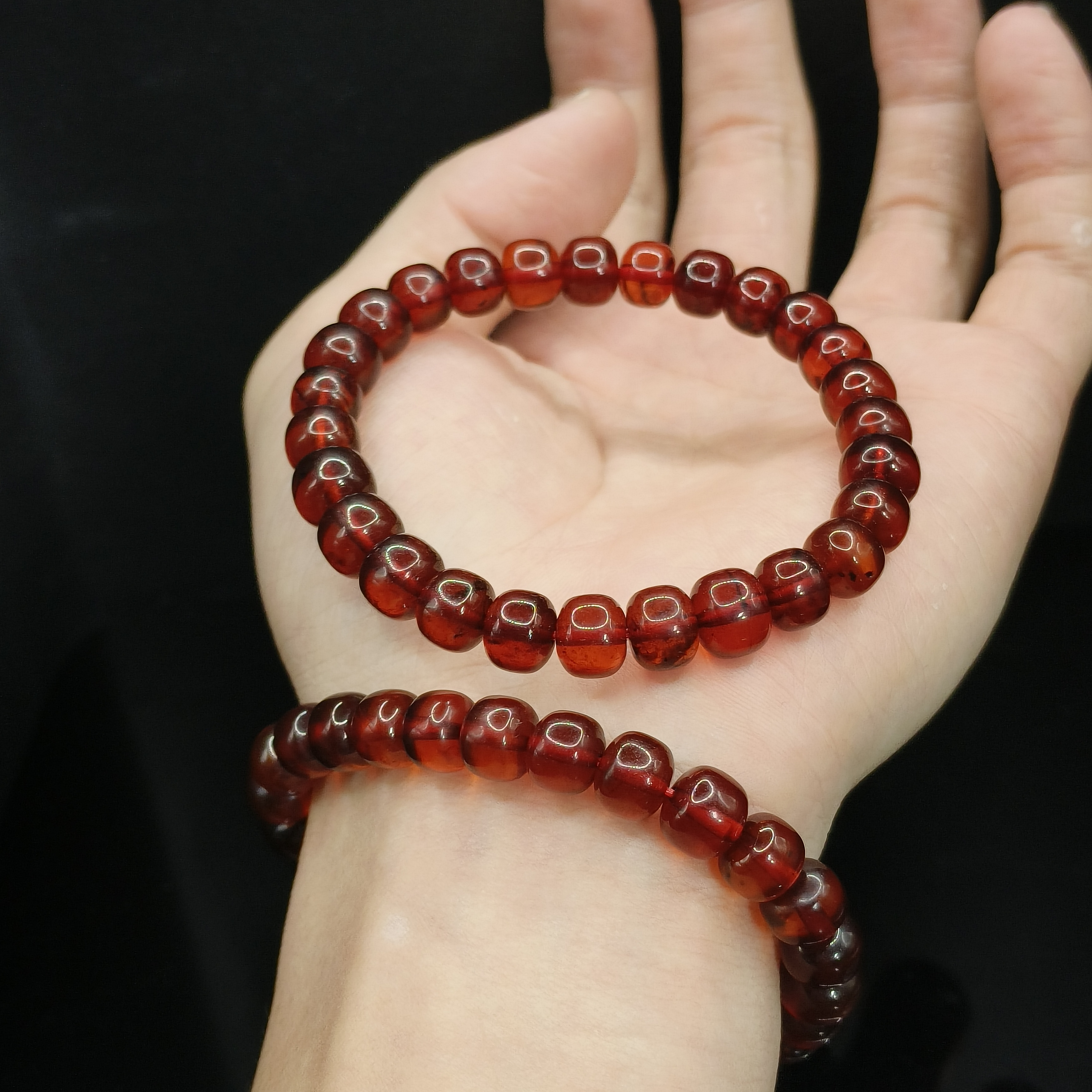 【李想精选】琥珀直切单圈手串GS【多样性发其一】约8mm