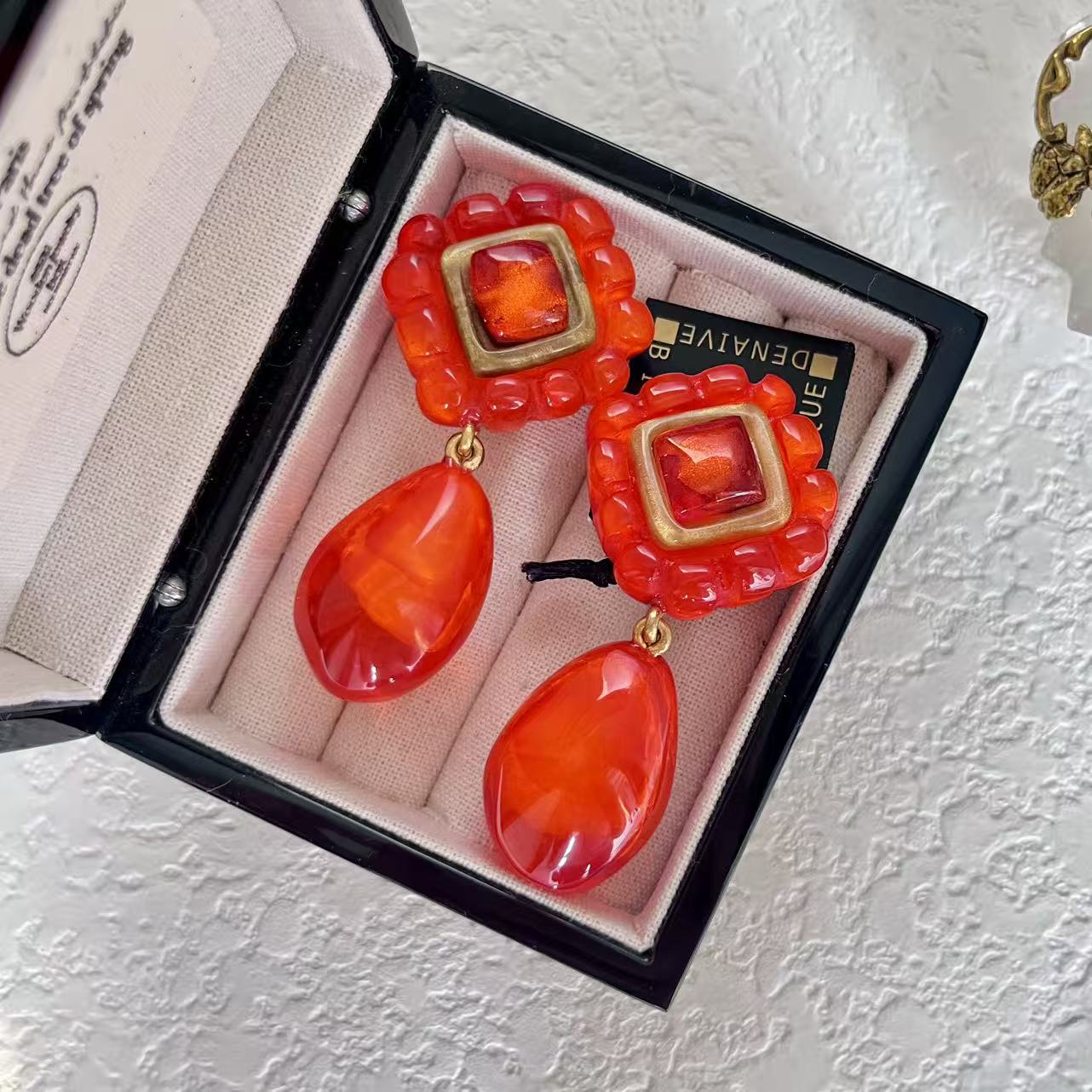 铜合金树脂耳饰 Lily中古 Dominique法产耳夹