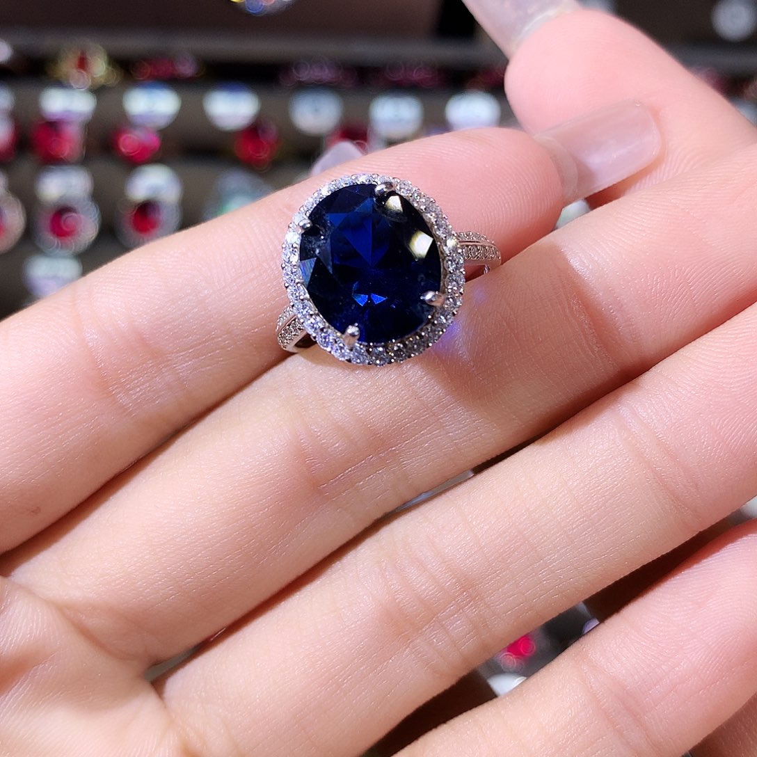 无925银皇家蓝色戒指