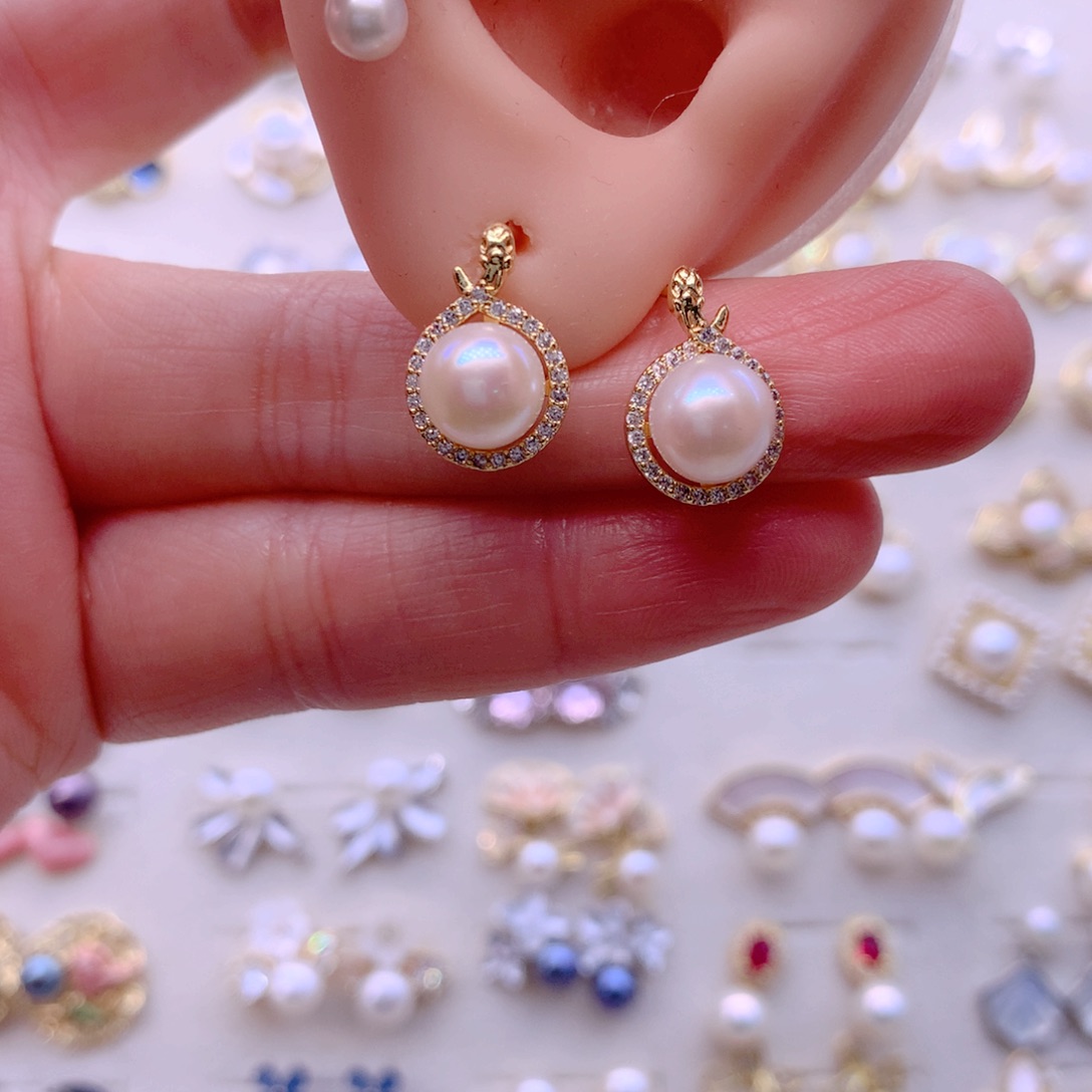 淡水珍珠耳饰合金