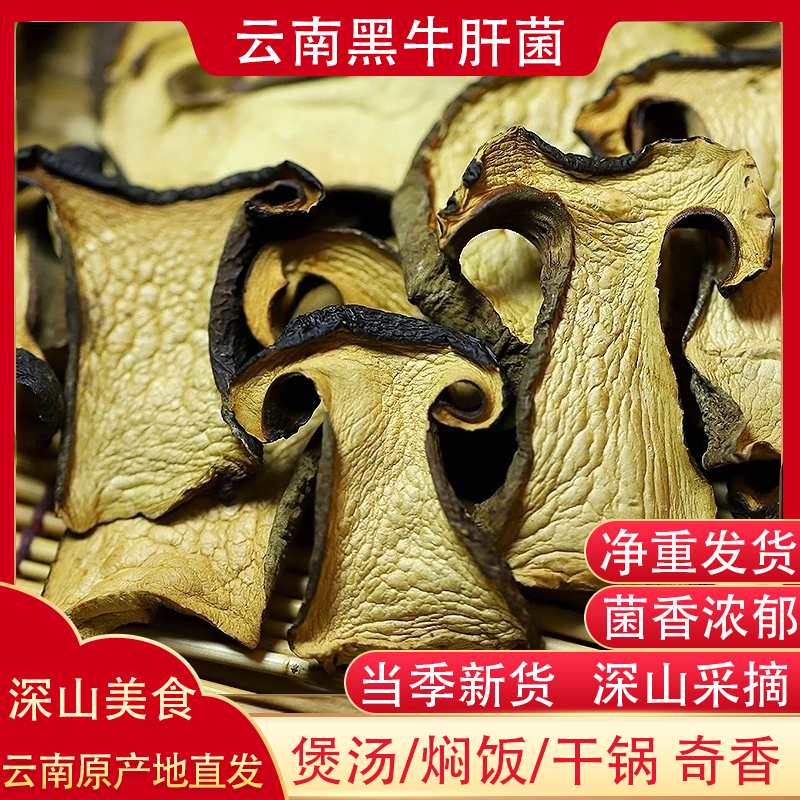 牛肝菌新鲜干货云南特产菌子黑牛肝黄牛肝商用无沙食用菌干货250g