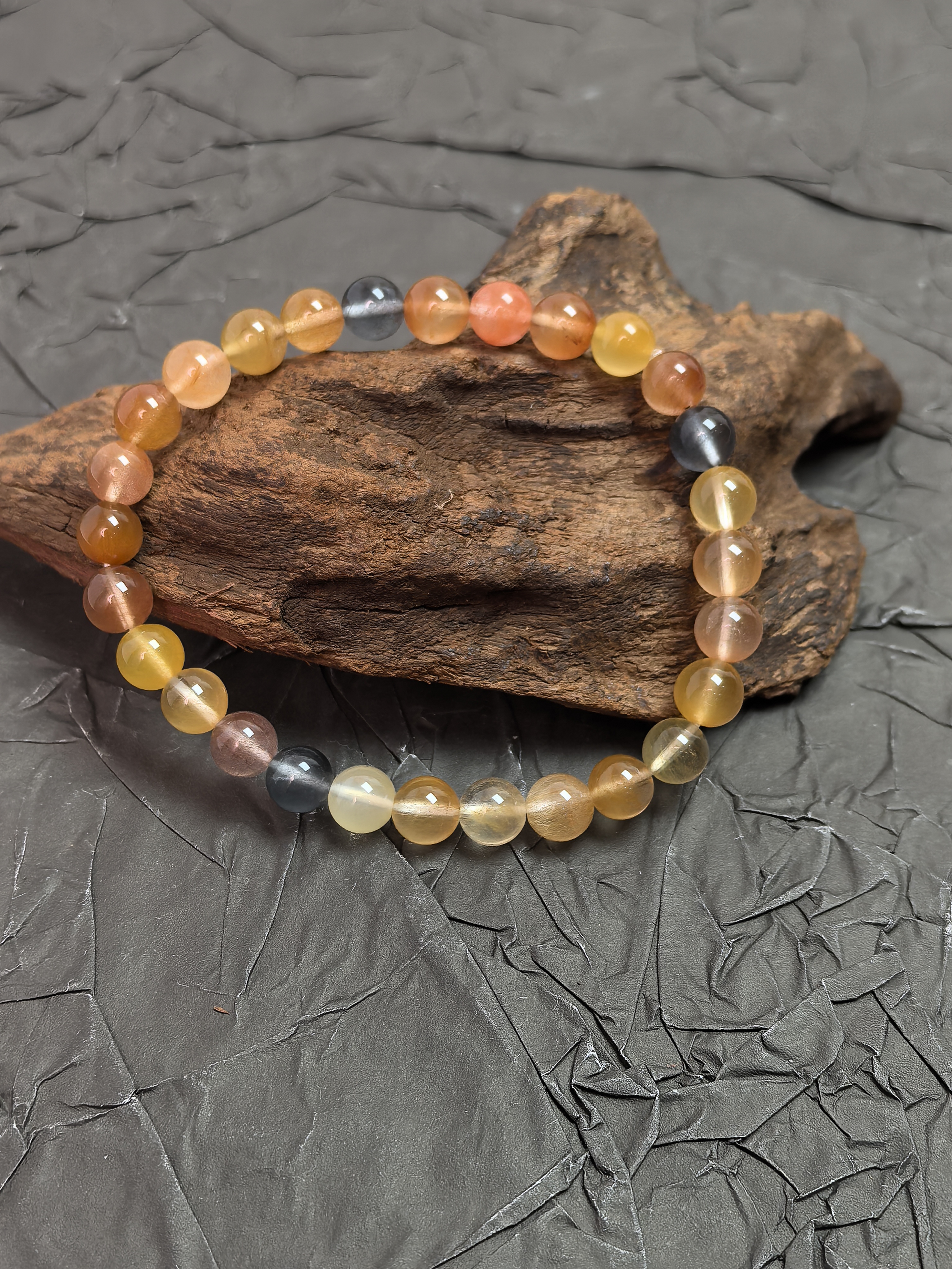 【蜜语.粉丝专享】原矿  天然彩虹兔毛  卡6mm手串单圈