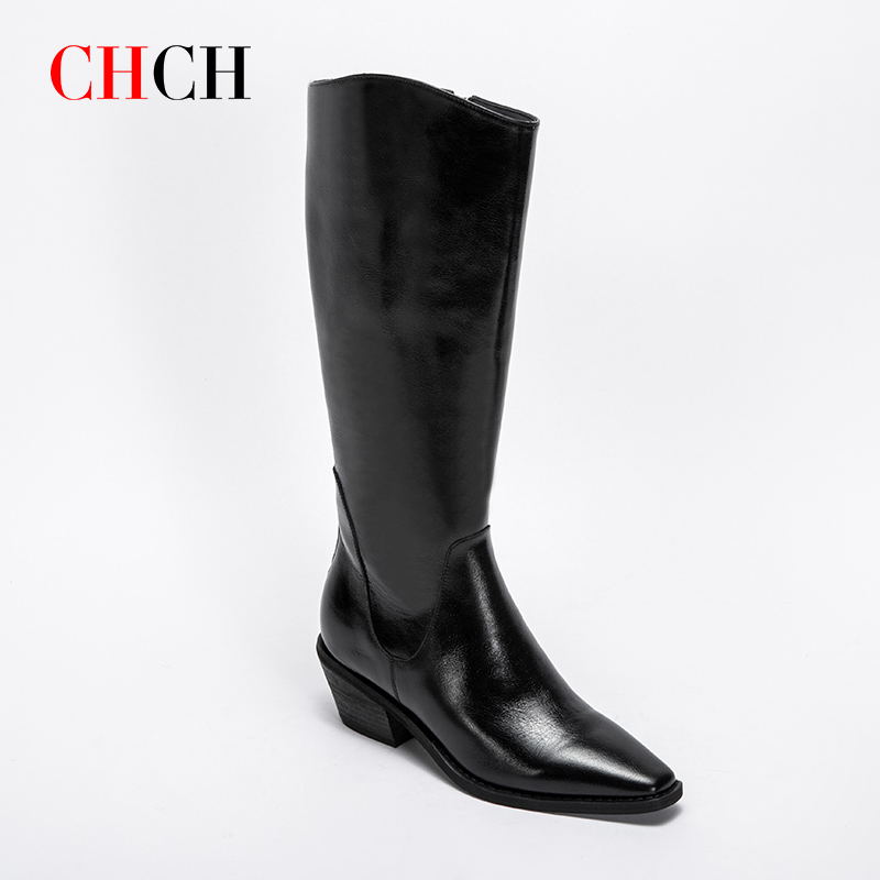 CHCH新款英伦风厚底女长靴气质粗跟显瘦CN2B8021