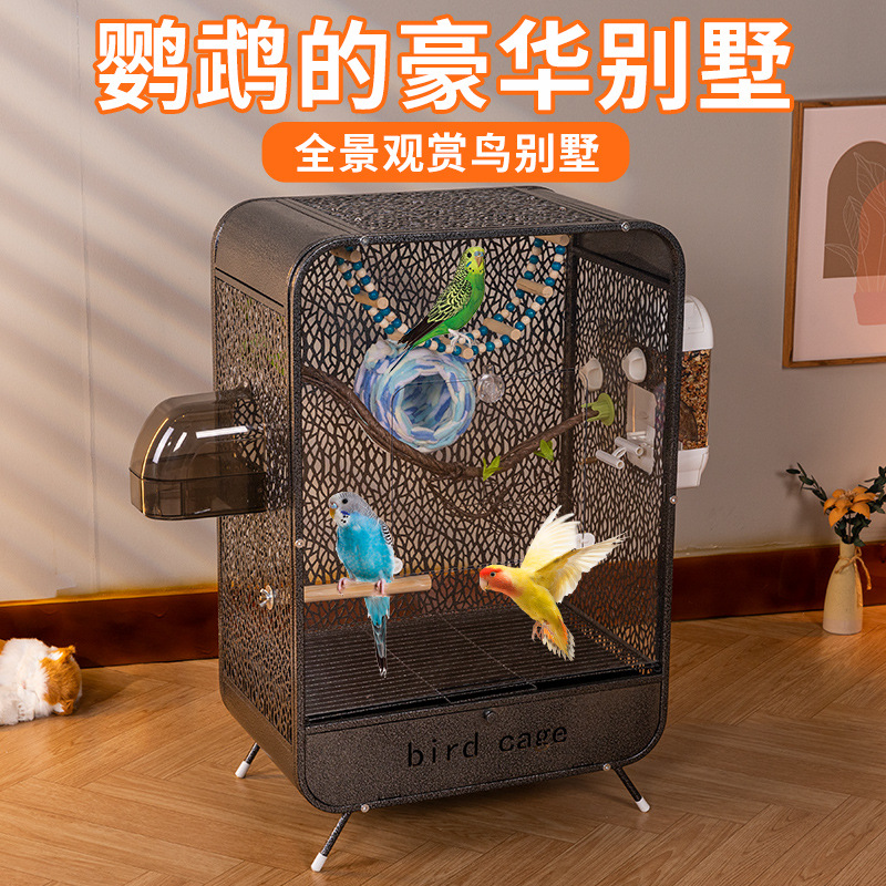 新品鸟笼虎皮鹦鹉景观鸟笼玄凤牡丹文鸟绣眼大号别墅亚克力观赏笼