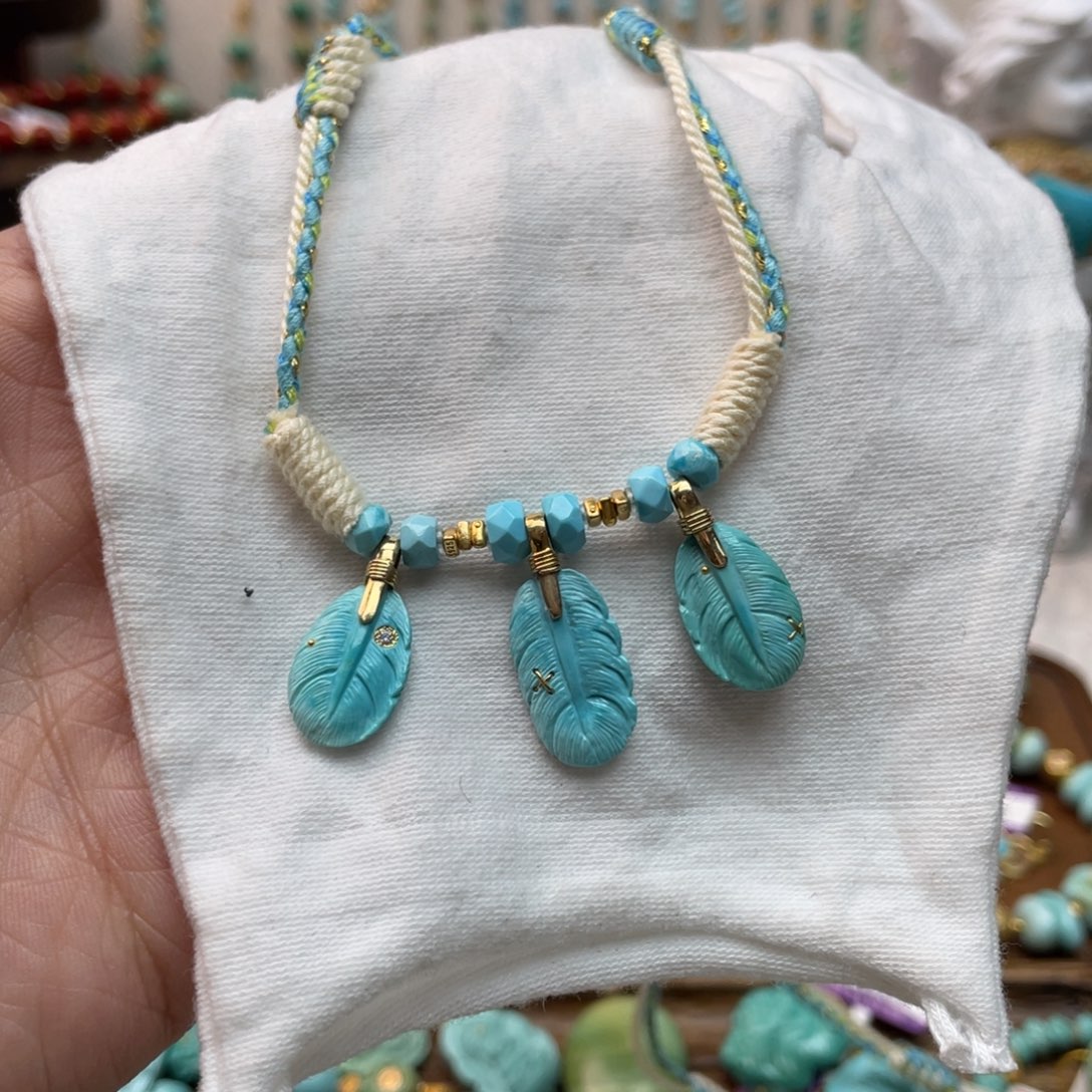 绿松石颈饰银S925镶嵌