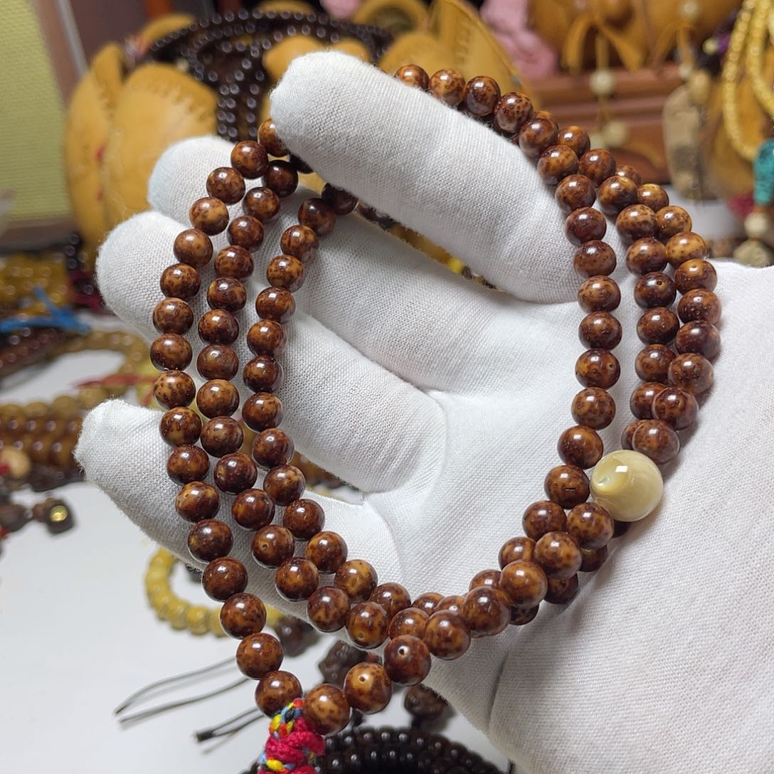 手串星月菩提7金花虎皮圆珠