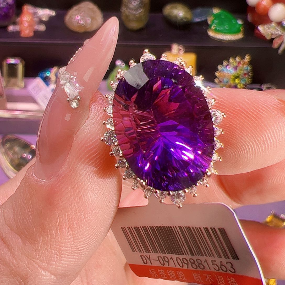 紫晶紫水晶银S925镶嵌