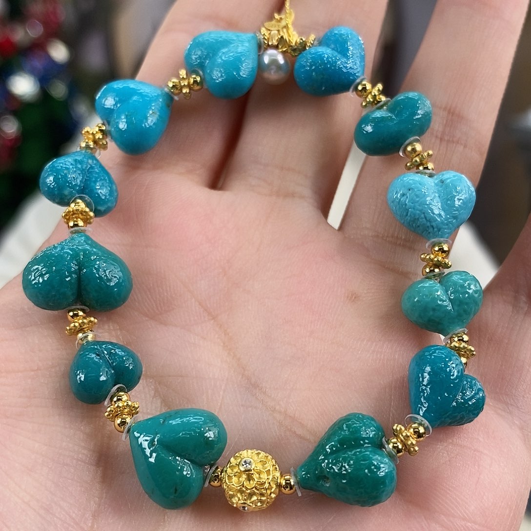 绿松石银S925镀金镶嵌珠宝奇石