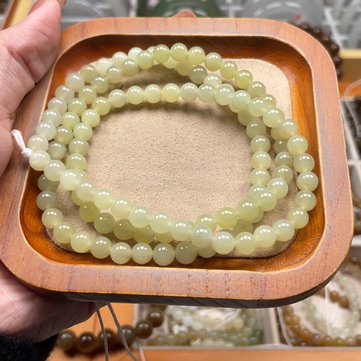 和田玉珠串6mm未镶嵌