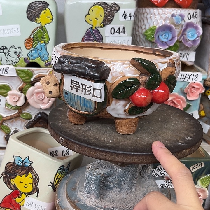 紫砂花盆粗陶材质多肉花盆