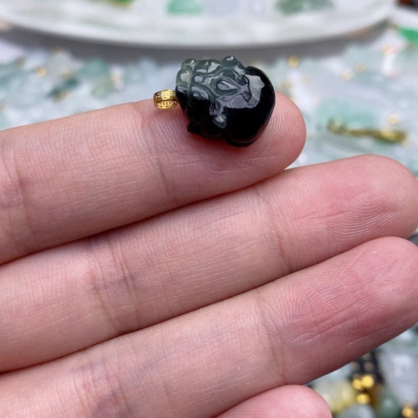 【闪购商品】翡翠18K金镶嵌吊坠(不含链)貔貅