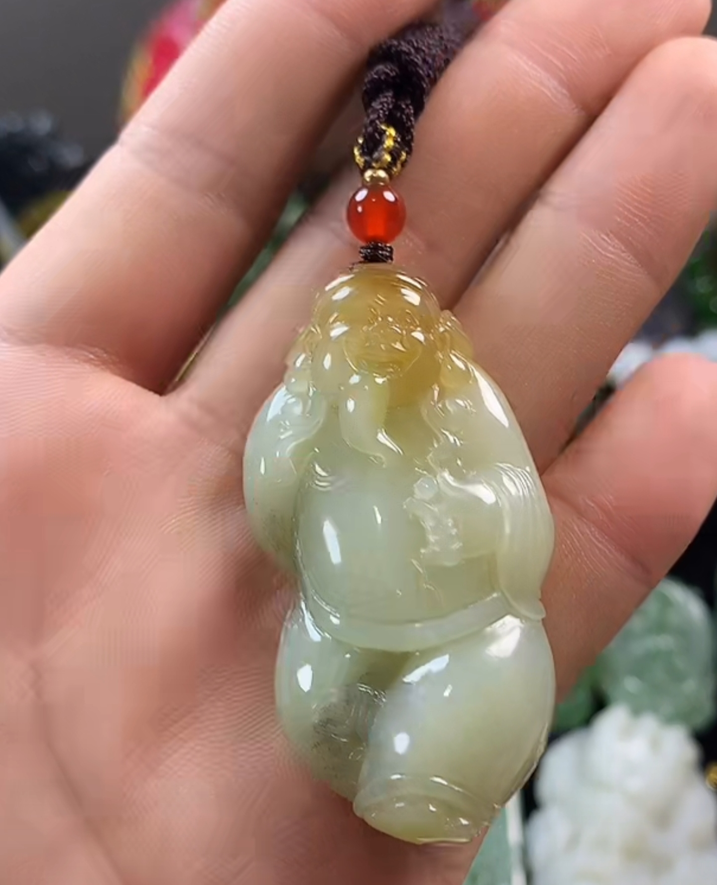 和田玉糖玉财神挂件