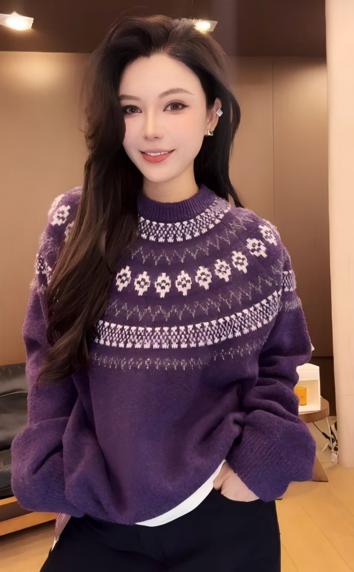 ChaxRmto斯斯25款“松弛高级”雪花纹针织套头毛衣TX1519